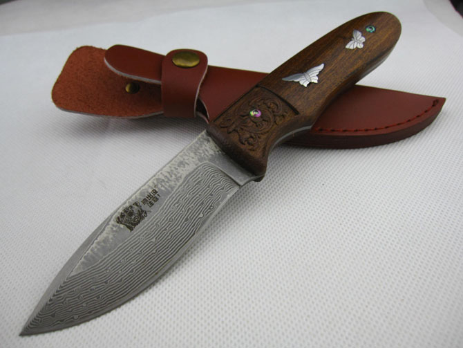 Damascus Steel Fixed Blade Knife NK-B518