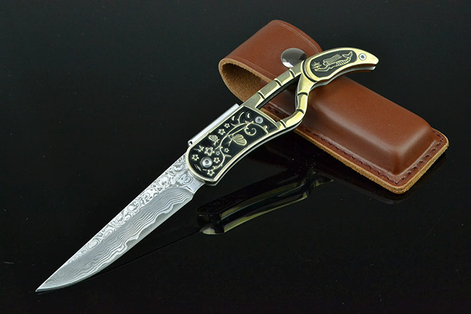 Damascus Steel Pocket Knife NK-C876